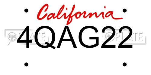 4QAG22 California License Plate