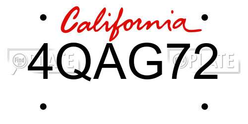 4QAG72 California License Plate