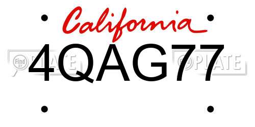 4QAG77 California License Plate