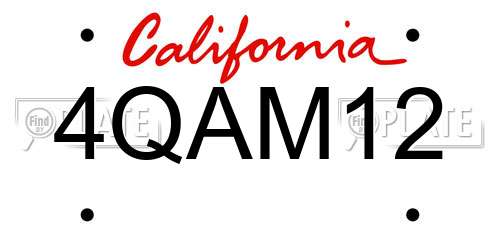 4QAM12 California License Plate