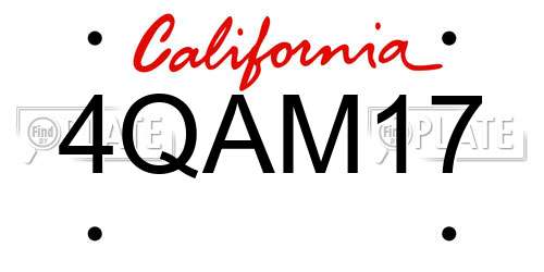 4QAM17 California License Plate