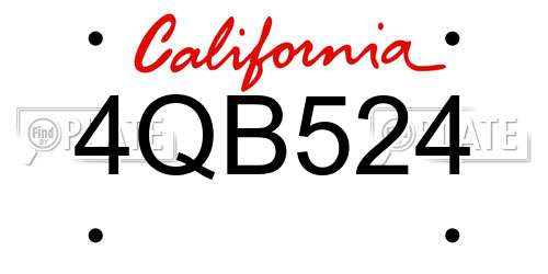 4QB524 California License Plate
