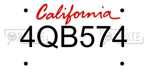 4QB574 California License Plate