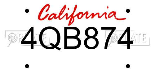 4QB874 California License Plate