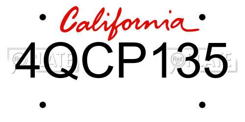 4QCP135 California License Plate