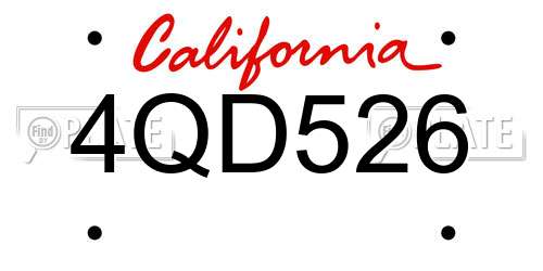 4QD526 California License Plate