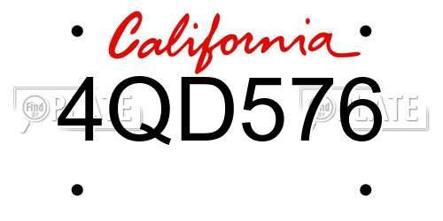 4QD576 California License Plate