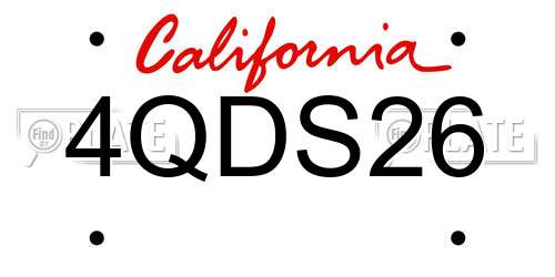 4QDS26 California License Plate