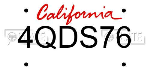 4QDS76 California License Plate