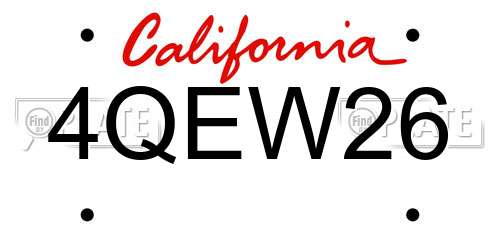 4QEW26 California License Plate