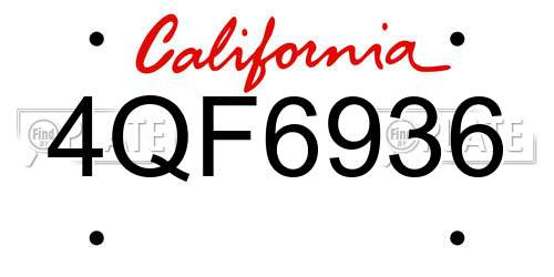 4QF6936 California License Plate