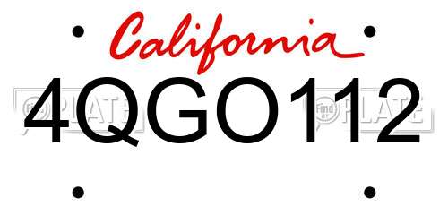 4QGO112 California License Plate