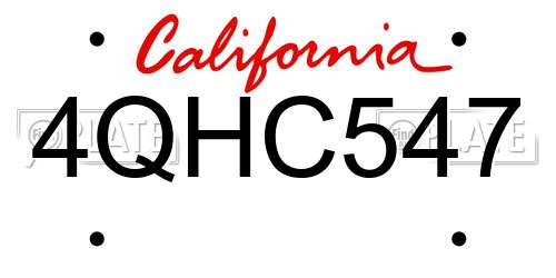 4QHC547 California License Plate