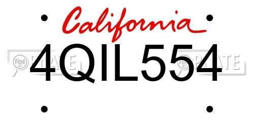 4QIL554 California License Plate