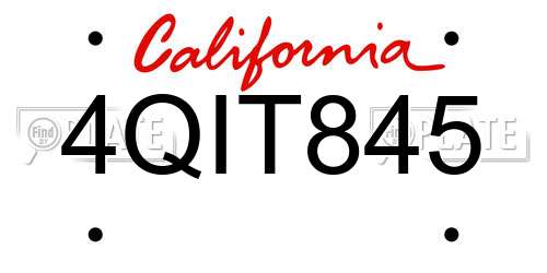 4QIT845 California License Plate