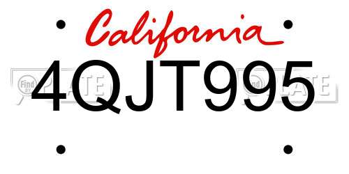 4QJT995 California License Plate