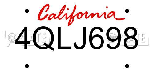 4QLJ698 California License Plate