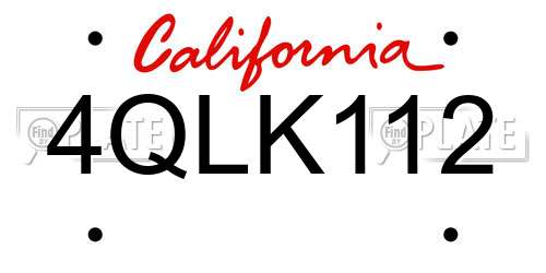 4QLK112 California License Plate