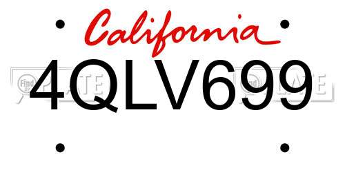 4QLV699 California License Plate