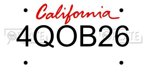 4QOB26 California License Plate