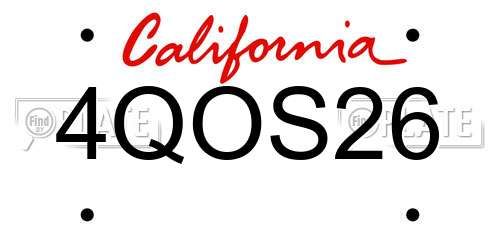 4QOS26 California License Plate