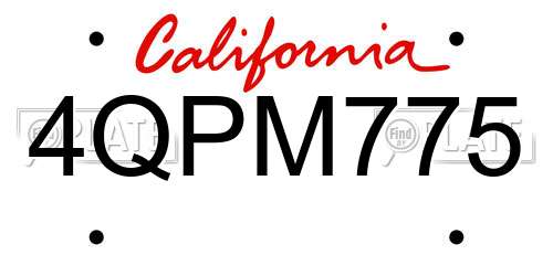 4QPM775 California License Plate