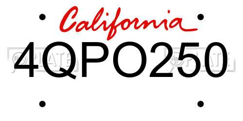 4QPO250 California License Plate