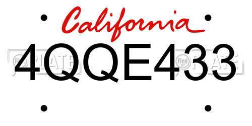 4QQE433 California License Plate