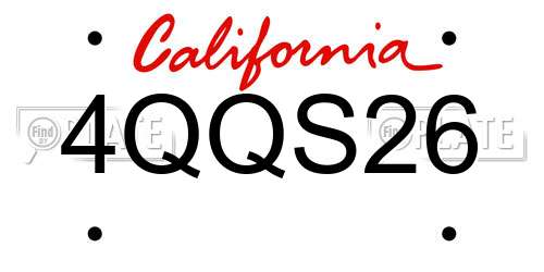 4QQS26 California License Plate