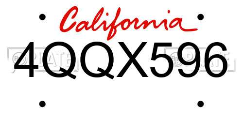 4QQX596 California License Plate