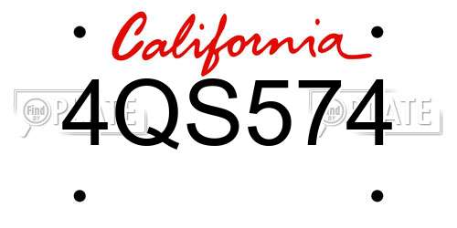 4QS574 California License Plate