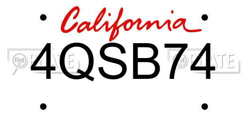 4QSB74 California License Plate