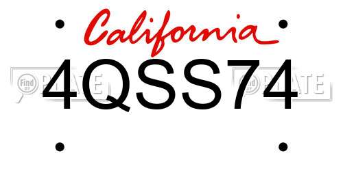 4QSS74 California License Plate