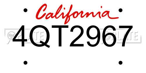 4QT2967 California License Plate