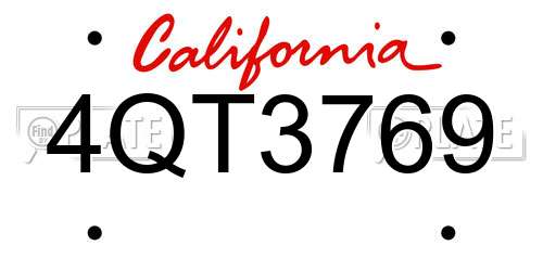 4QT3769 California License Plate