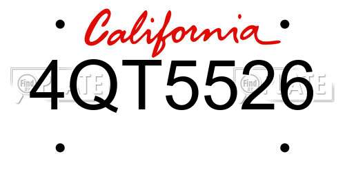 4QT5526 California License Plate