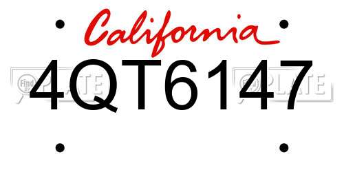 4QT6147 California License Plate