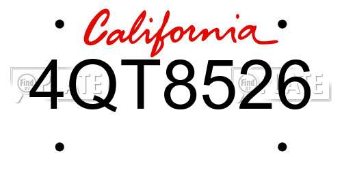 4QT8526 California License Plate