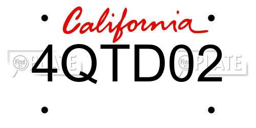 4QTD02 California License Plate