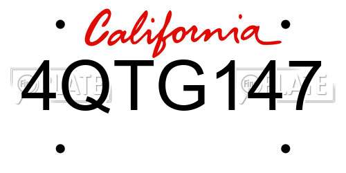 4QTG147 California License Plate
