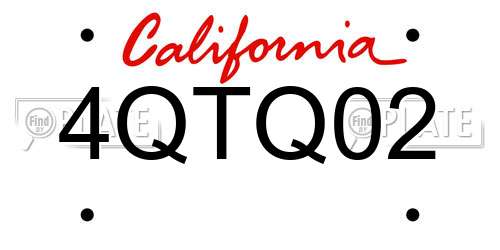 4QTQ02 California License Plate