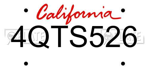 4QTS526 California License Plate