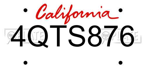 4QTS876 California License Plate