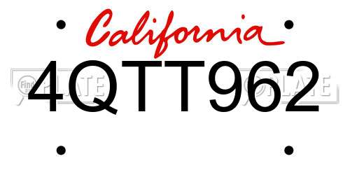 4QTT962 California License Plate