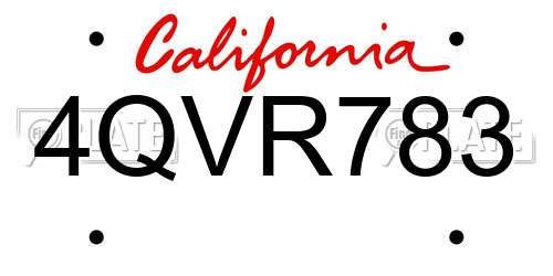4QVR783 California License Plate
