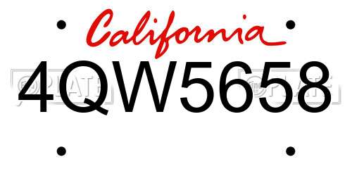 4QW5658 California License Plate