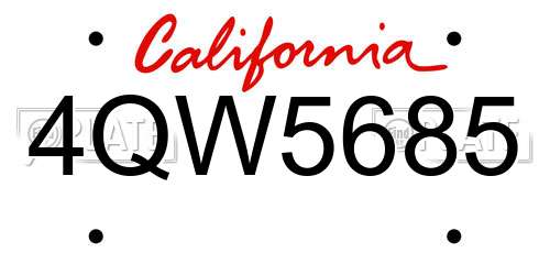 4QW5685 California License Plate