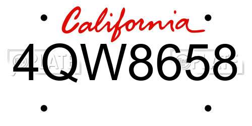 4QW8658 California License Plate