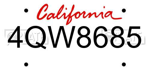 4QW8685 California License Plate