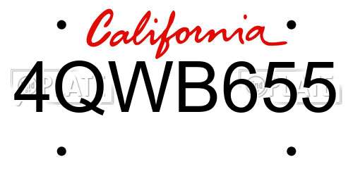4QWB655 California License Plate